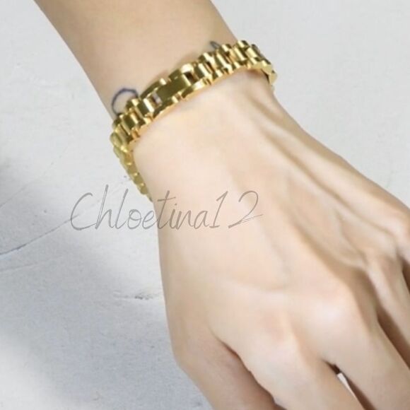 New ChunkyâGold/SilverâChainâLinkâBracelet - Picture 12 of 16